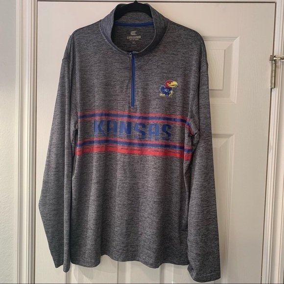 Mens Colosseum University of Kansas JAYHAWKS 1/4 zip Shirt/Pullover XL - Picture 1 of 8